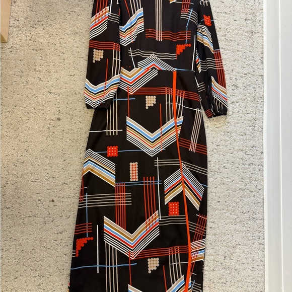 Joan Curtis size 12 (fits size 8-10) Long Sleeve Bishop Dress Geometric Pattern - Picture 12 of 15